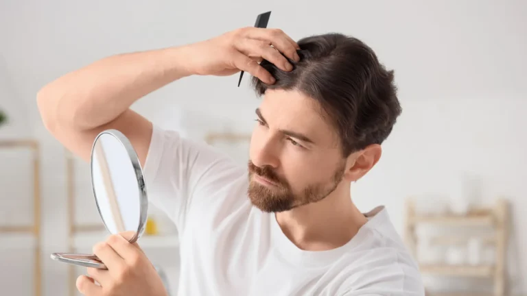 Man noticing hair thinning
